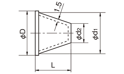 岩田製作所 円錐プラグJ HBJE-B (EPDM/黒)(中空仕様)の寸法図