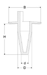 岩田製作所 円錐プラグ ツマミ付 (フランジ付) GKM-P (シリコン)(中空仕様)(パック品)の寸法図