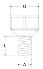 岩田製作所 Qボルト QBB-P (上面ねじ穴無し/雄ねじ付きプラグ)(鉄/シリコン)(パック品)の寸法図