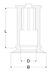 岩田製作所 キャップ (リップ・排気口フランジ付) GAPB (シリコン)の寸法図