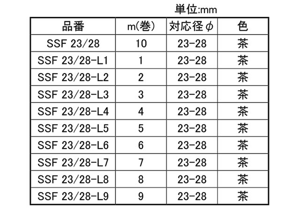 岩田製作所 スターチューブ (星型形状) SSF(対応径23～28φmm) (シリコン)の寸法表