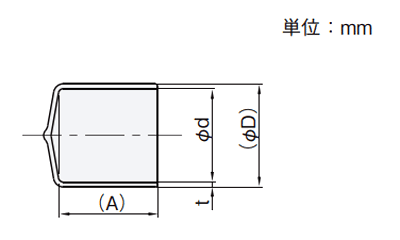 岩田製作所 保護キャップ 丸キャップ (ねじ先端用) 灰色(PVC/RoHS10)(HLGY-B)(ボックス入)の寸法図