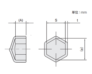 岩田製作所 保護キャップ 六角ボルト頭用 黄色(PVC/RoHS10)(HLYER-B)(ボックス入)リの寸法図