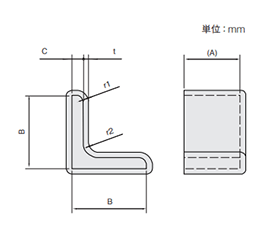 岩田製作所 保護キャップ Lアングル用 灰色(PVC/RoHS10)(HLGYL-B)(ボックス入)の寸法図