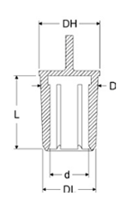 岩田製作所 キャップ (リブ 付・ツマミ付) GAQ-H-P (シリコン)(パック品)の寸法図