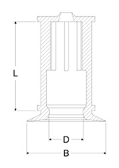 岩田製作所 キャップ (リップ・排気口・フランジ付) GAPB-P (シリコン)(パック品)の寸法図