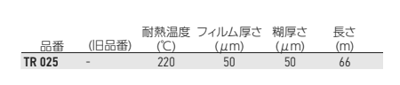 岩田製作所 マスキングテープ TR (柔軟性)(材質：ポリエステル/糊：シリコン系)の寸法表
