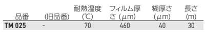 岩田製作所 マスキングテープ TM (厚手ビニールテープ)(ブラスト適用)(糊：ゴム系)の寸法表