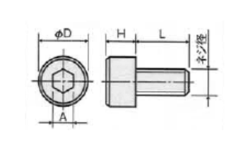 アルミ 六角穴付きボルト(キャップスクリュー)(ACBT-B/黒アルマイト)の寸法図