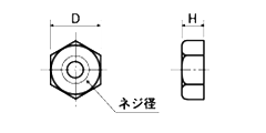 アルミ 六角ナット(1種)(ANT-00)(ミリネジ)の寸法図