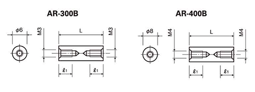 ジュラコン(POM)(黒色)丸型スペーサー 両メスねじ AR-B (ネジ径x長さ)の寸法図