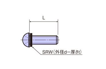 黄銅(+)ナベ頭セムス小ねじ シリコンゴムワッシャー(SRW付)組込 / B-0000-SR (RoHS2対応)の寸法図