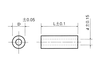 黄銅 (鉛レス)丸型中空 スペーサー CE-N (金環)パイプ形状品の寸法図