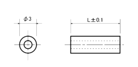 (ROHS対応)鉄(快削鋼) スペーサー (CF-N / 無電解Ni)(金環)パイプ形状品の寸法図