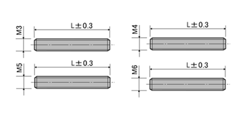 黄銅(C3604BD) 寸切 全ねじ(精密ロングねじ) / ERB-A (RoHS2対応) Niメッキの寸法図