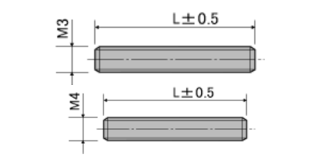 黄銅(C3604BD) 寸切 全ねじ(精密ロングねじ) / ERB-AC (RoHS2対応) 脱脂の寸法図