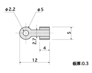 黄銅 ラグ端子 (HRT-300G) (金メッキ)の寸法図