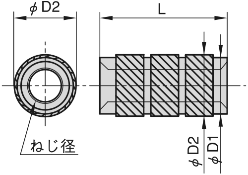 黄銅(カドミレス) ビットインサート(スタンダード型、両面タイプ) / HSB-Zの寸法図