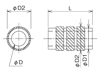 黄銅(カドミレス) インサートカラー(圧入用)(IC-Z)(廣杉計器)の寸法図