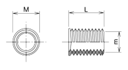 黄銅(カドミレス) インサートナット ネジ込式(IRB)(ニッケルメッキ)の寸法図