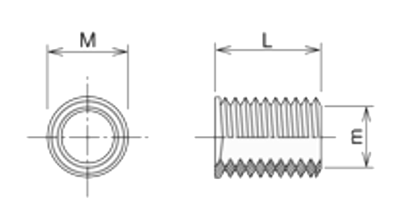 黄銅(カドミレス) インサートナット ネジ込式(IRB-C)(脱脂処理)の寸法図