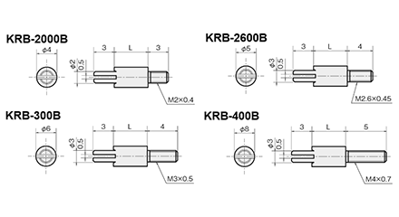 黄銅 (カドミウムレス) 電源はんだスペーサー (スペーサータイプ端子)(金フラッシュ)(KRB-B)の寸法図