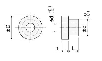 アルミブッシュ(切削品)(無電解ニッケル) / L0000-0000TK 鉛レス快削アルミ(CB156)(RoHS2対応)の寸法図
