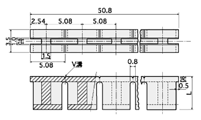 LED取付スペーサー(連続取付、縦横兼用型) / LDZ-300C (PBT材)の寸法図