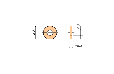 ポリスライダー平座金 (ワッシャー)(LL)(内径x外径x厚)の寸法図