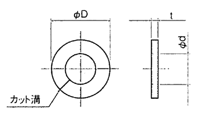 ポリスライダー カットワッシャー(Eリング用)(平座金) LLC-0000-00 (黒色)の寸法図