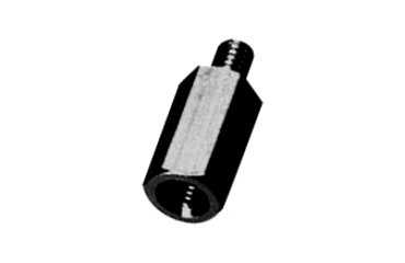 アルミ(鉛レス) 六角スペーサー(短間段重ね用)(オス・メスねじ) MSL-3BE (オネジ長3mm)(黒アルマイト)の商品写真