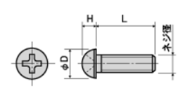 ナイロン66 (樹脂製)(+)ナベ頭 小ねじ 半透明 (N-0000)の寸法図