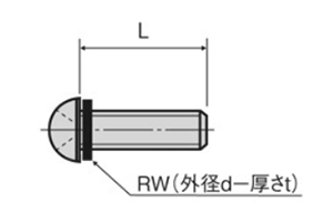 ナイロン66(樹脂製)(+)ナベ頭 セムス小ねじ(NBR座金付/黒)(N-0000-R)(半透明)の寸法図