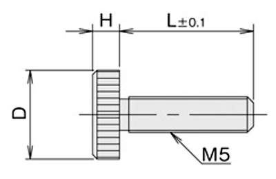 黄銅 ローレットツマミビス(低頭) / NB-Z5G (頭部 D16xH5)(ニッケルメッキ)の寸法図