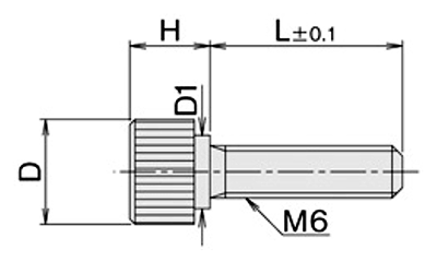 黄銅 ローレットツマミビス (段付) / NB-Z10D (頭部 D16xH10)(ニッケルメッキ)の寸法図