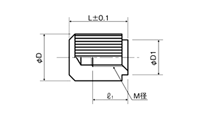 黄銅(カドミレス) ローレットナット(段付、袋型) NBNT-D (ニッケルメッキ)の寸法図
