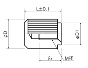 黄銅(カドミレス) ローレットナット(段付、袋型) NBNT-DB (黒色塗装)の寸法図