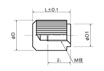 黄銅(カドミレス) ローレットナット(段付、袋型) NBNT-DC (クロムメッキ、バフ研磨)の寸法図