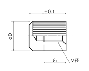 黄銅(カドミレス) ローレットナット(袋型) NBNT-NC (クロムメッキ、バフ研磨)の寸法図