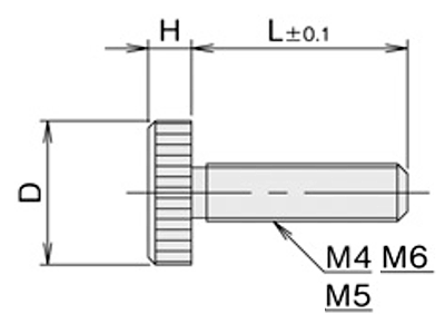黄銅 ローレットツマミビス(低頭) / NB-UG (頭部 D12xH3)(ニッケルメッキ)の寸法図