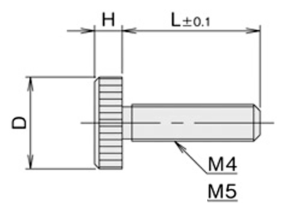 黄銅 ローレットツマミビス(低頭) / NB-VG (頭部 D12xH5)(ニッケルメッキ)の寸法図