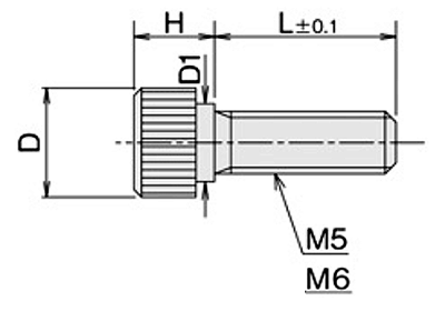 黄銅 ローレットツマミビス (段付) / NB-WD (頭部 D12xH10)(ニッケルメッキ)の寸法図