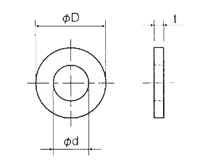 衝撃吸収ナイロン 丸型平座金 (丸ワッシャー) NQW-0000-00 (白色不透明)の寸法図