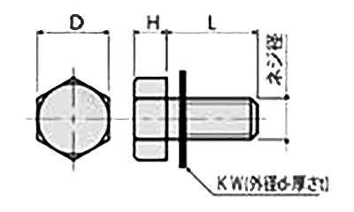 ポリカーボネート(樹脂製)六角セムスボルト (PTFE平座金付)(PCBT-0000-T)の寸法図