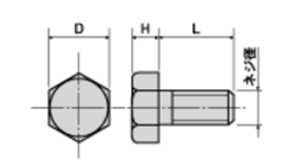 ポリカーボネート(樹脂製) 六角ボルト(透明)(PCBT)の寸法図