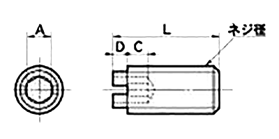 ポリカーボネート(-)六角穴付き止めねじ(ホーローセット) (スリワリ頭)(PCHS-0000)(透明)の寸法図
