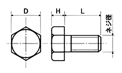 ピーク(樹脂製)六角ボルト (PEBT-0000)(うす茶色)の寸法図