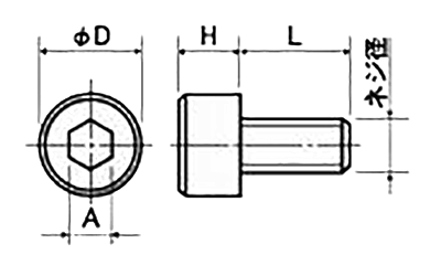 ピーク(樹脂製)六角穴付きボルト(キャップスクリュー)(PEC-0000)(うす茶色)の寸法図