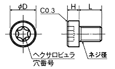 ピーク(樹脂製) ヘクサロビュラ穴付き ローヘッドキャップ (低頭タイプ) PEHL-0000 (うす茶色)の寸法図