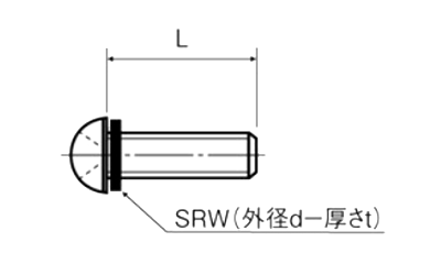 ピーク(樹脂製) ナベ頭セムス小ねじ P＝1 (シリコンゴム平座金組込)(PE-0000-SR)の寸法図